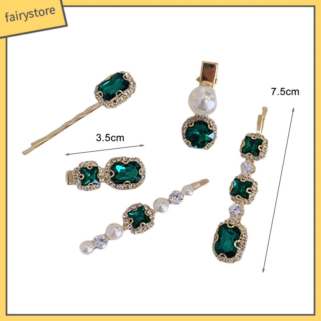 Set 5 Kẹp Tóc Đính Ngọc Trai Giả Lấp Lánh Thanh Lịch Dành Cho Nữ
