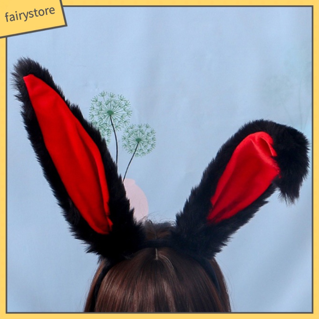 Băng Đô Cài Tóc Co Giãn Gọn Nhẹ Màu Sắc Tương Phản Phối Tai Thỏ Phong Cách Lolita Dành Cho Nữ