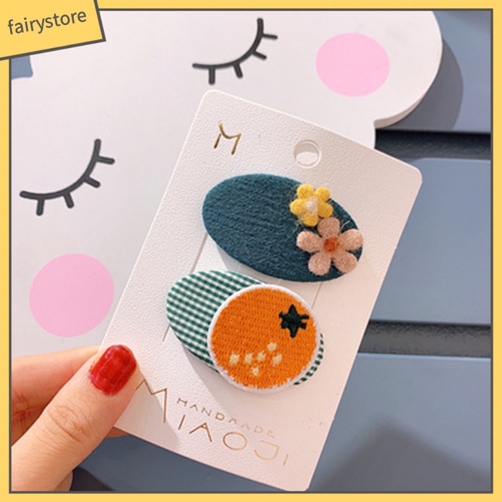 Set 2 Kẹp Tóc Hình Hoa / Động Vật Dễ Thương Cho Bé Gái