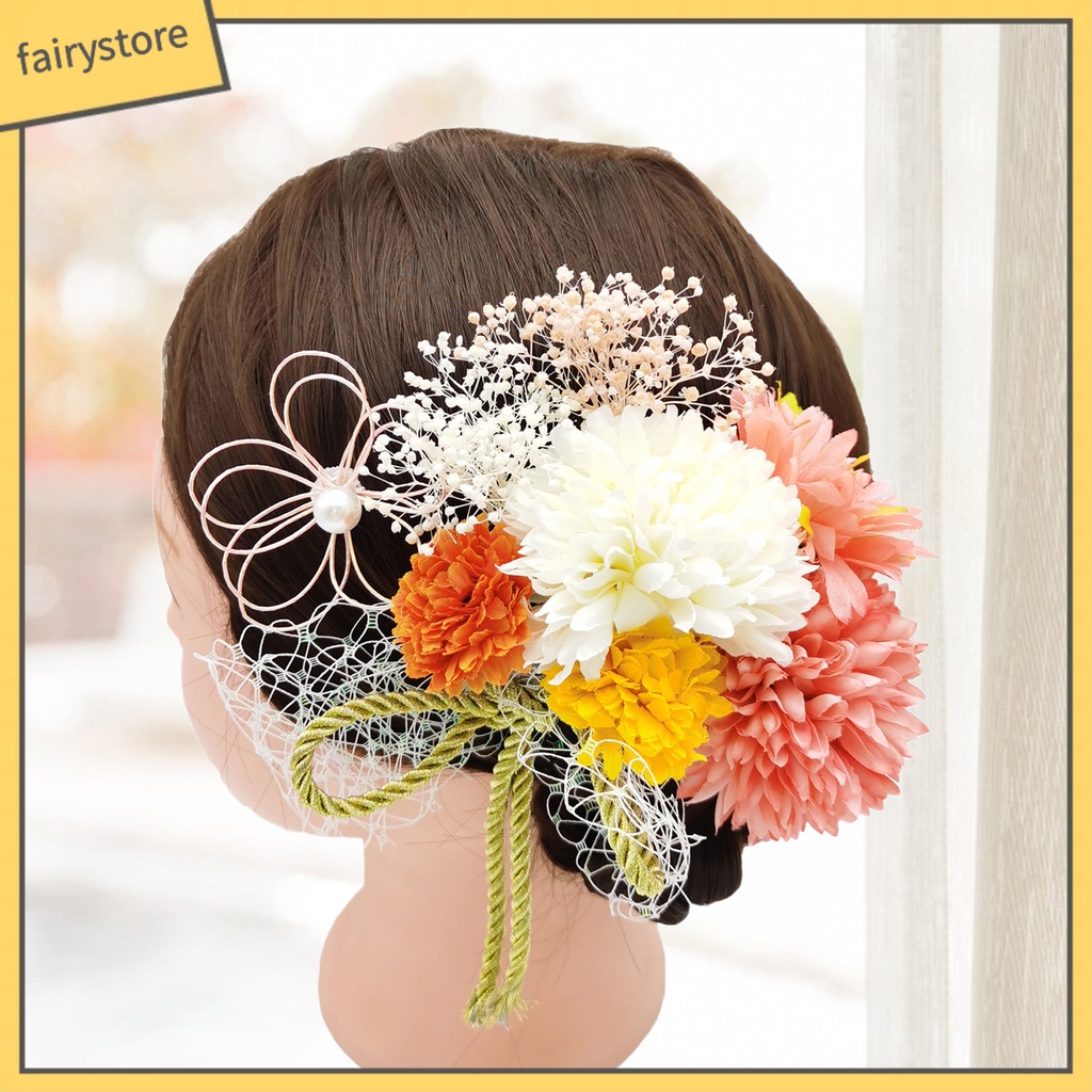 Set 9 Kẹp Tóc Chữ U Đính Hoa Cúc Nhân Tạo Đơn Giản