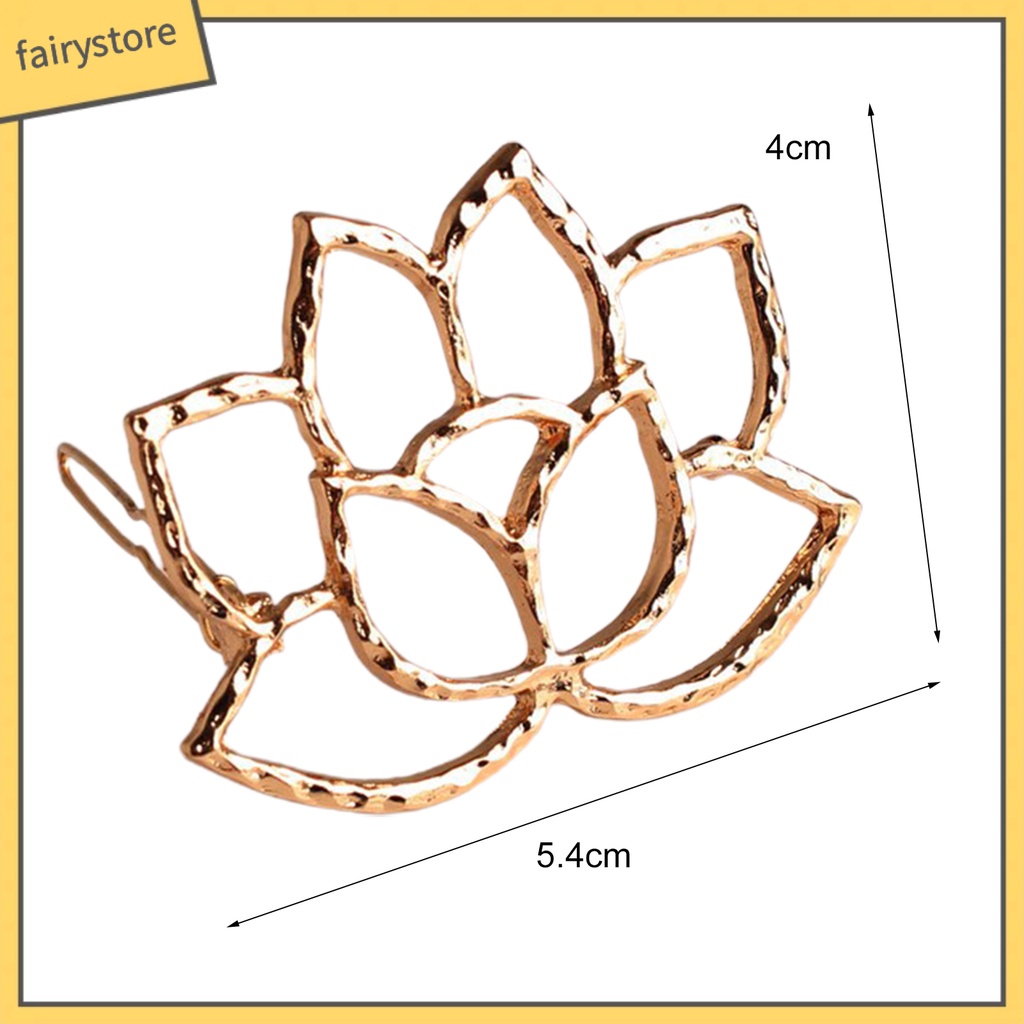 Kẹp Tóc Hợp Kim Chống Rơi Hình Hoa Sen Màu Vàng Thích Hợp Sử Dụng Hàng Ngày