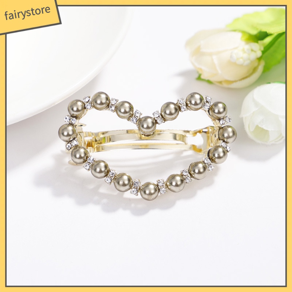 Kẹp Tóc Hình Nơ / Trái Tim Đính Ngọc Trai Giả Ngọt Ngào Cho Nữ