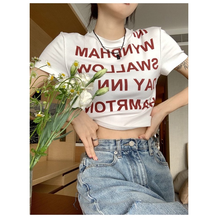 Áo Thun Tay Ngắn Hở Vai Phong Cách Mỹ Cổ Điển Thời Trang Mùa Hè Dành Cho Nữ