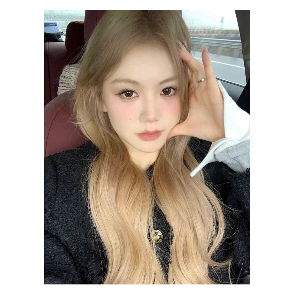 Tóc Giả Xoăn Gợn Sóng Lớn Màu Nâu Be Phong Cách Âu Mỹ zf601