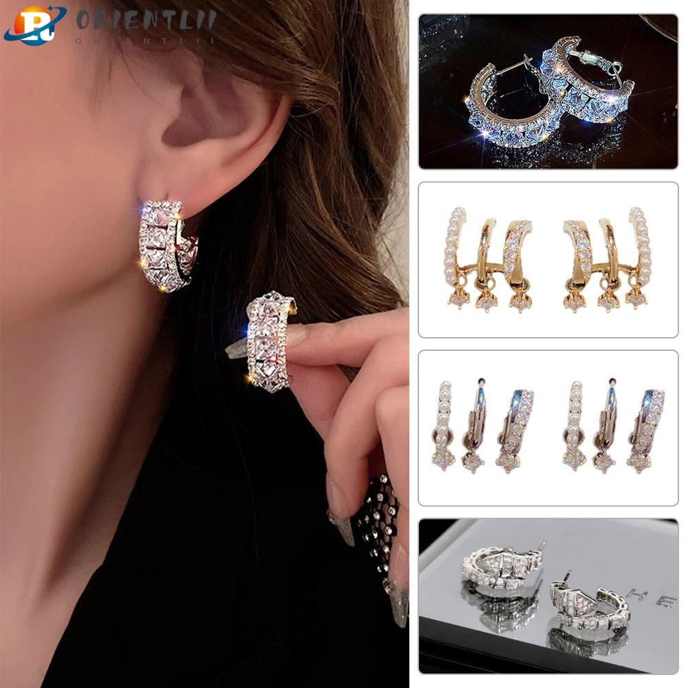 Khuyên Tai Hình Học Đính Đá Tinh Xảo Cho Nữ