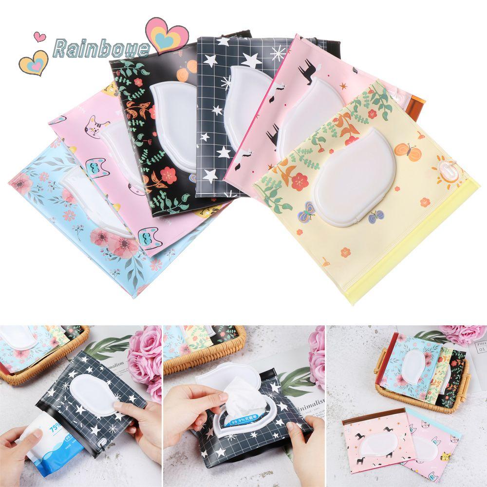 Túi Đựng Khăn Giấy Ướt Nắp Gập Có Dây Đeo Màu Cầu Vồng Nhỏ Gọn Hữu Ích Thời Trang Dành Cho