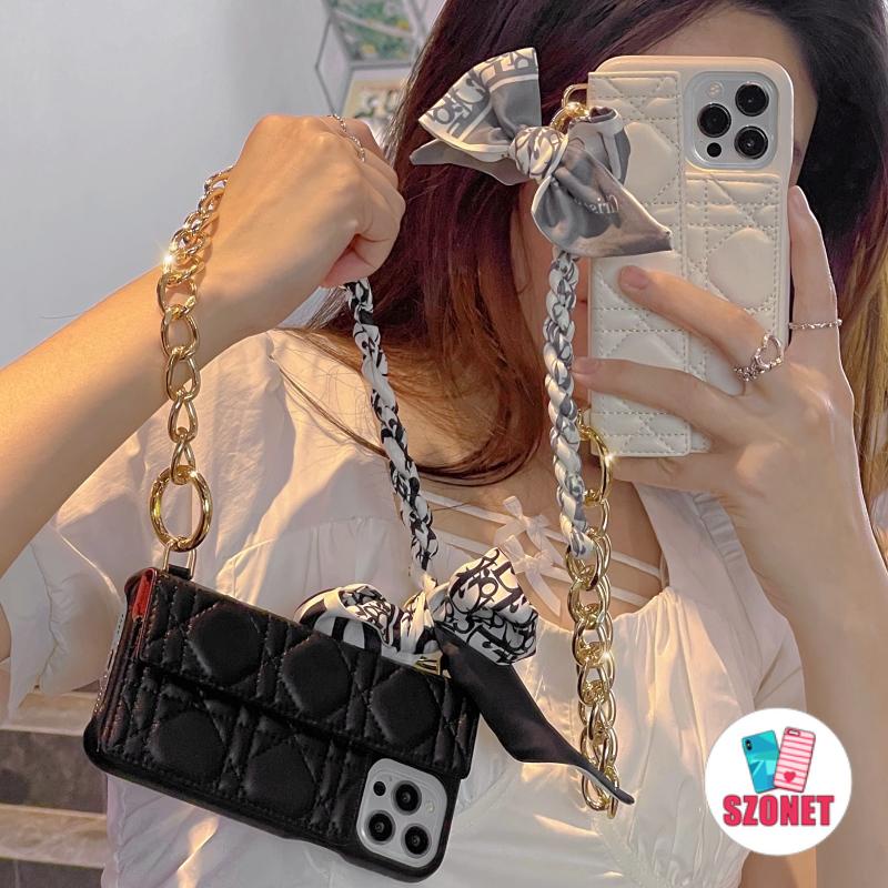 Ốp Điện Thoại Da Mềm Chống Sốc Có Ngăn Đựng Thẻ Và Dây Đeo Chéo Thời Trang Cho iPhone 14 13 12 11 Pro Max 14 Plus