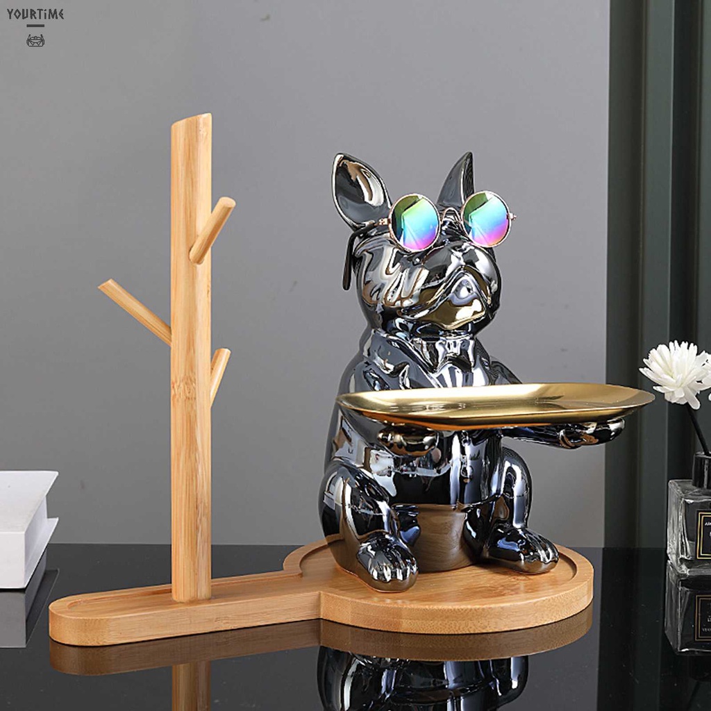 Tượng Chú Chó Bằng Gốm Mạ Điện Để Bàn Trang Trí Nội Thất