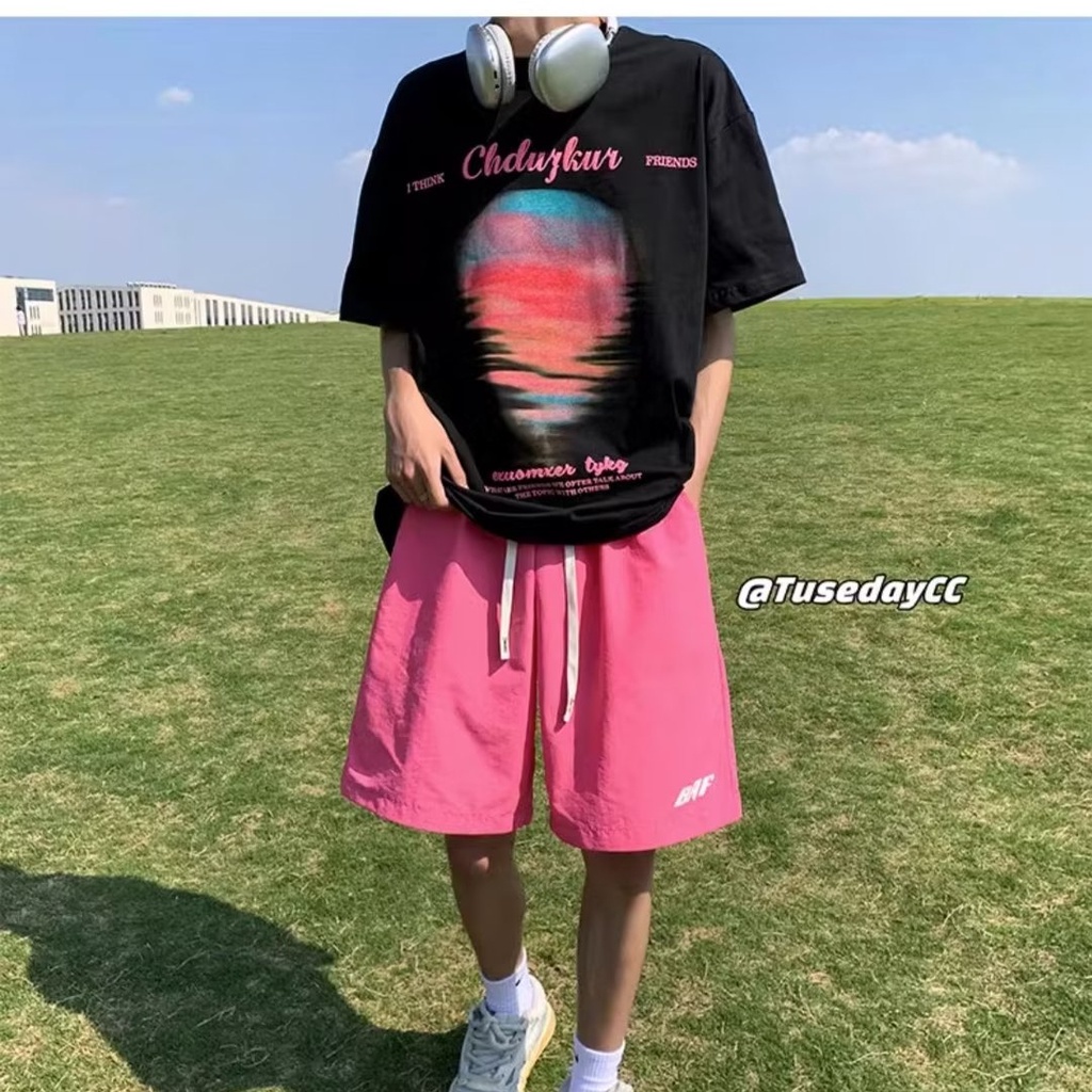 Quần Short Thể Thao Năm Tấc Dáng Rộng Mỏng Nhanh Khô Màu Hồng Phong Cách Mới Mùa Hè Cho Nữ