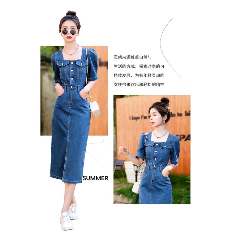 Đầm Denim Cao Cấp Phong Cách Thời Trang Mùa Hè 2023 Mới