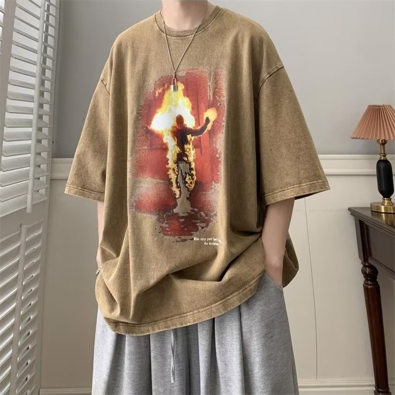 Áo Thun Ngắn Tay Phong Cách Retro Thời Trang Mùa Hè Dành Cho Nam