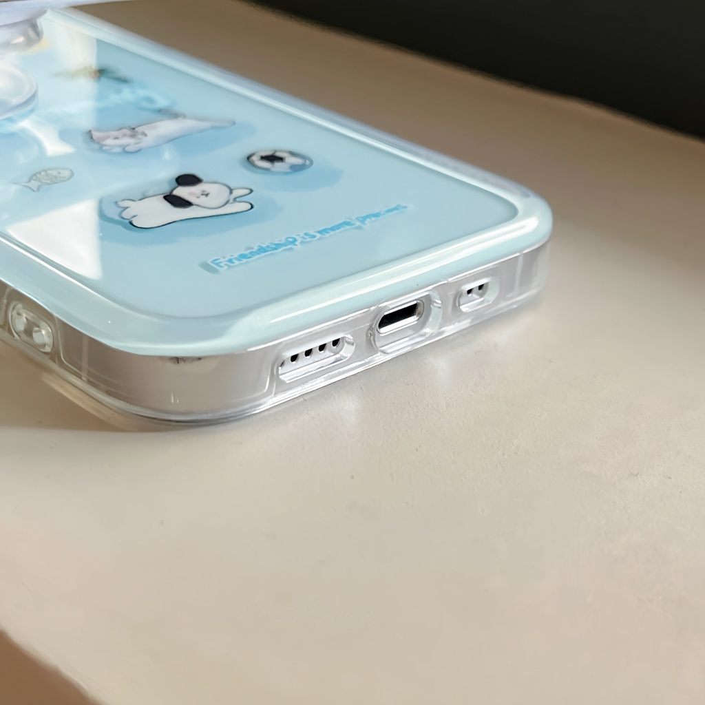 Ốp Điện Thoại tpu Silicon Mềm Trong Suốt Hai Mặt Hình Cún Lặn Biển Dễ Thương Cho iPhone 14 13 12 11 PRO MAX Đứng