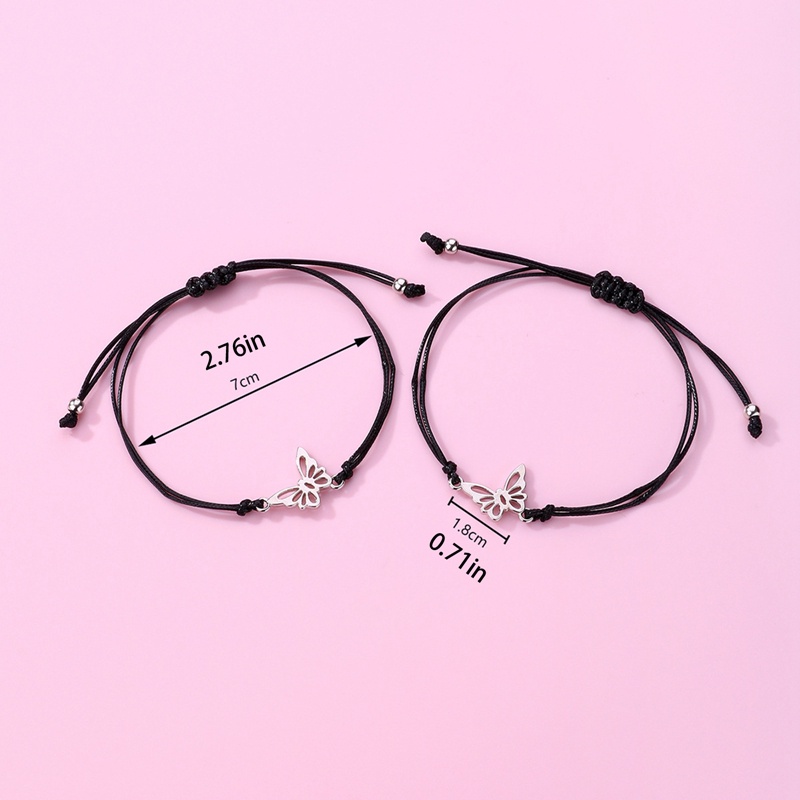 Ygt Set 2 Vòng Tay Dây Bện Phối Mặt Hình Bướm Có Thể Điều Chỉnh Được