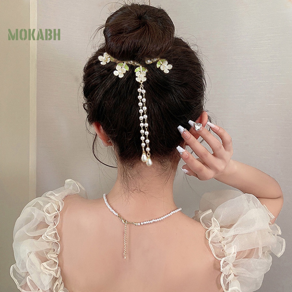 Kẹp Tóc Đính Ngọc Trai Giả Bằng Thép Không Gỉ Trọng Lượng Nhẹ Dùng Trang Trí Tóc Đuôi Ngựa Dành Cho Bạn Nữ