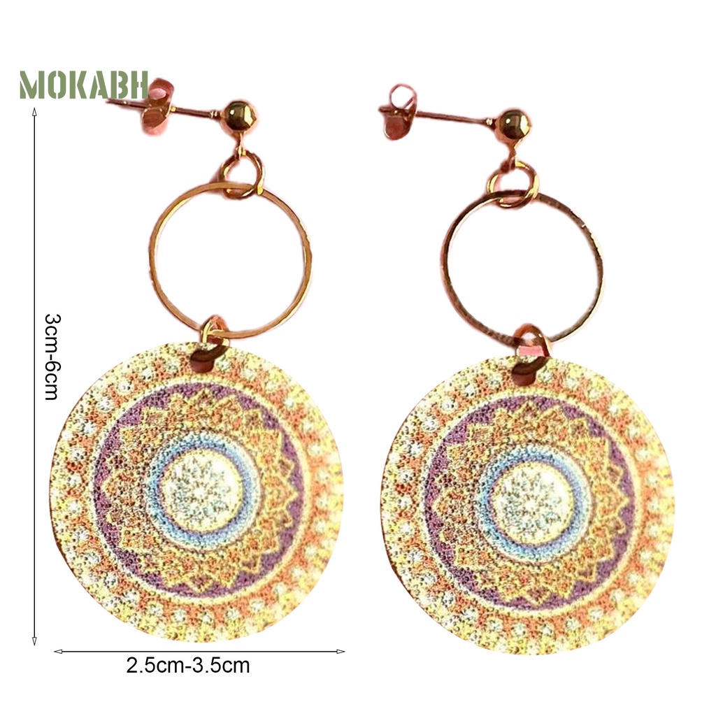 1 Đôi Bông Tai Tròn Mạ Điện Họa Tiết Hình Học Phong Cách Vintage Dành Cho Nữ