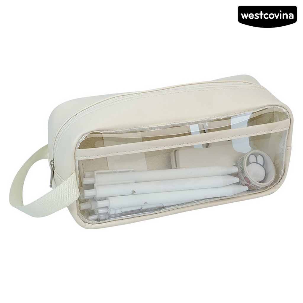 [WSTN]✎Túi Đựng Bút Chì Sức Chứa Lớn Trong Suốt Chống Thấm Nước Có Tay Cầm Tiện Dụng