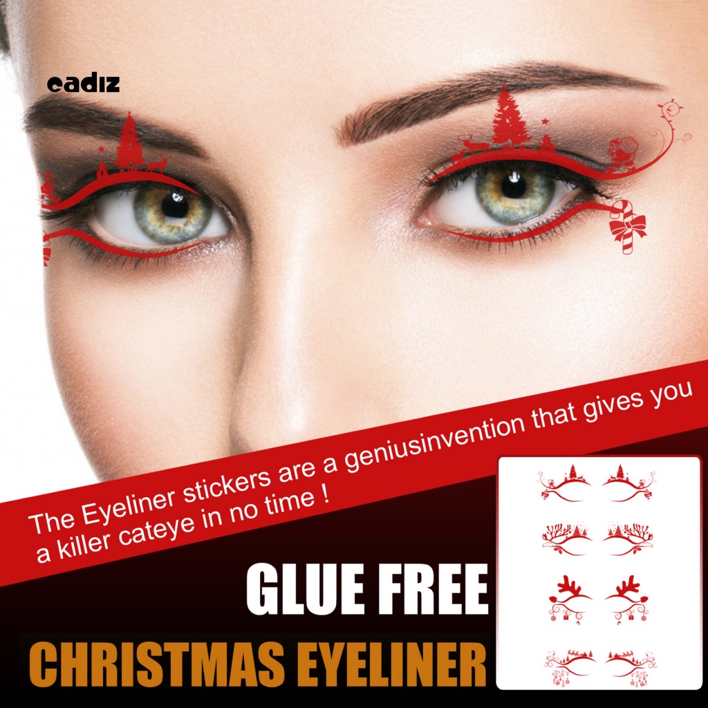 Set 4 Cặp Miếng Dán Kẻ Mắt Giả Trang Điểm Giáng Sinh Tiện Lợi