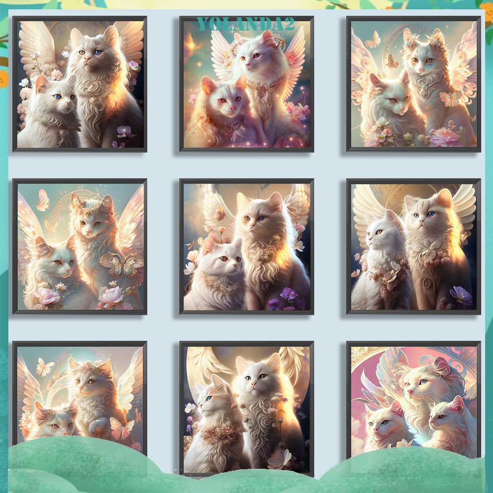 Tranh Đính Đá Kim Cương Toàn Bộ 5D DIY Hình Vẽ Mèo Trang Trí Nhà Cửa