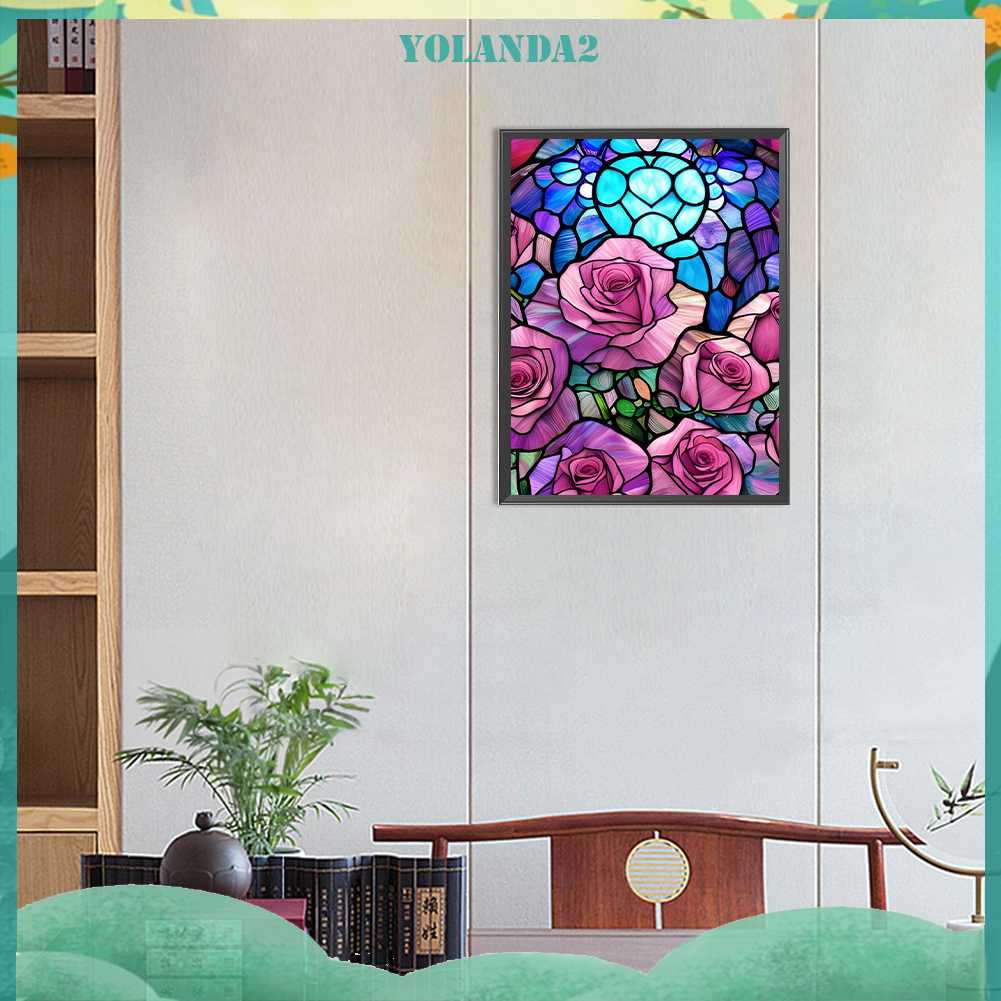 Tranh Đính Đá Kim Cương Toàn Bộ 5D DIY Hình Vẽ Hoa Hồng Trang Trí Nhà Cửa