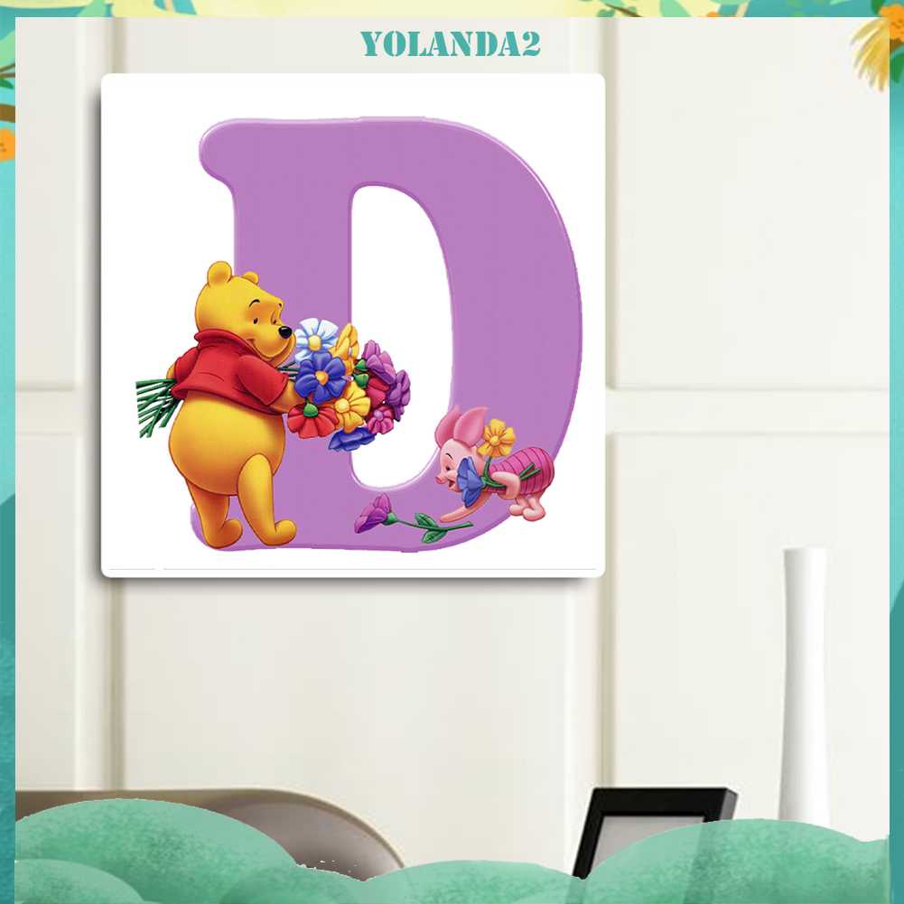 Tranh Đính Đá Kim Cương Toàn Bộ 5D DIY Hình Vẽ Chữ D Winnie Trang Trí Nhà Cửa