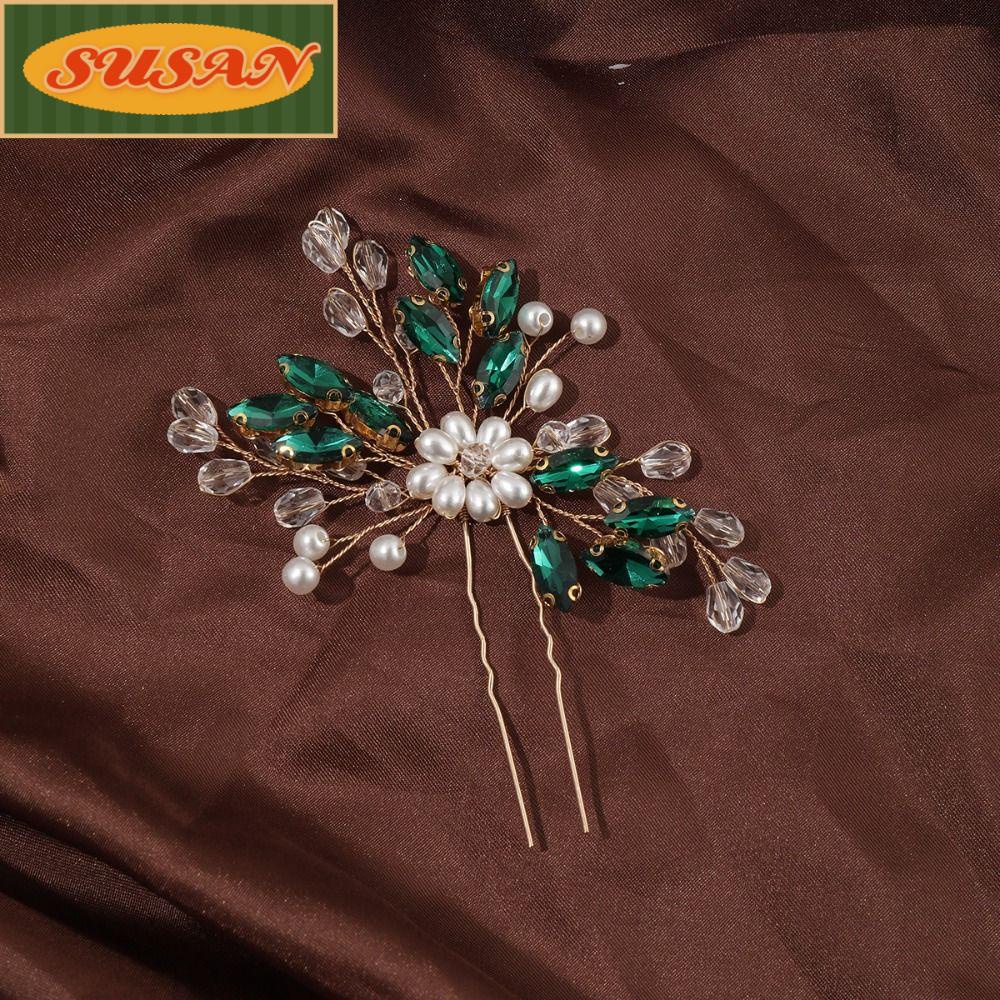 Lược Chải Tóc SUSANS Đẹp Mắt|Vương Miện Đội Đầu Màu Xanh Lá Cây Dễ Thương Xinh Xắn|Lược Chải Tóc Tạo Kiểu Độc Đáo Tiện Dụng