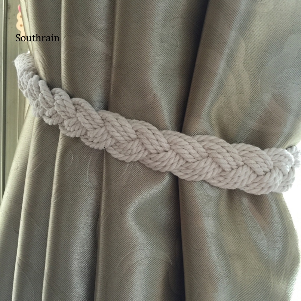 Set 2 Dây Cột Rèm Cửa Thắt Nút Xoắn Bằng Vải Cotton