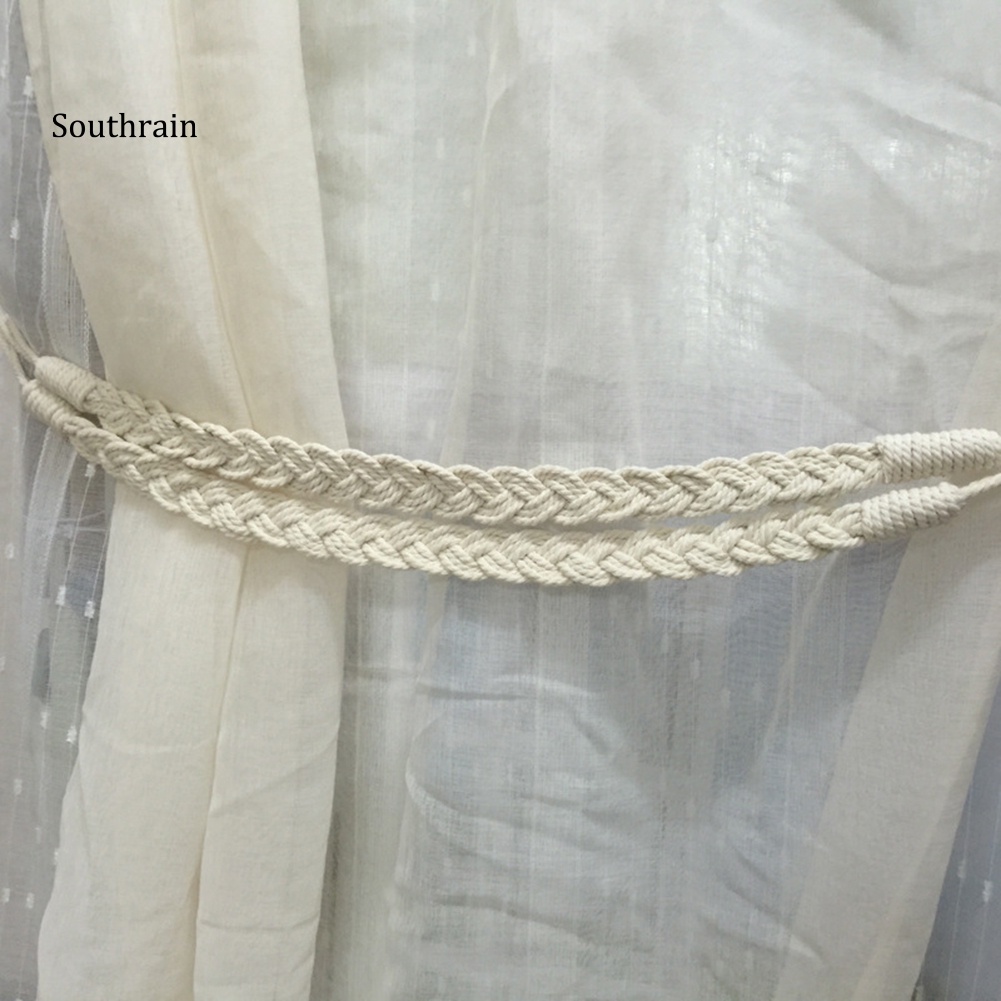 Set 2 Dây Cột Rèm Cửa Thắt Nút Xoắn Bằng Vải Cotton