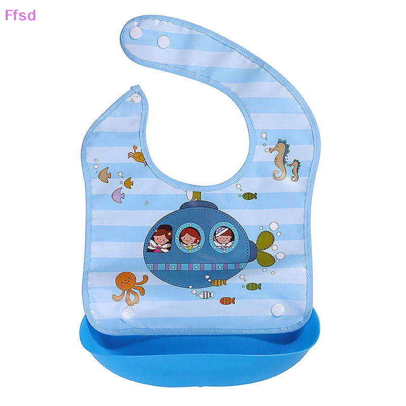 Yếm Ăn Tay Dài Chống Nước In Họa Tiết Hoạt Hình Cho Bé