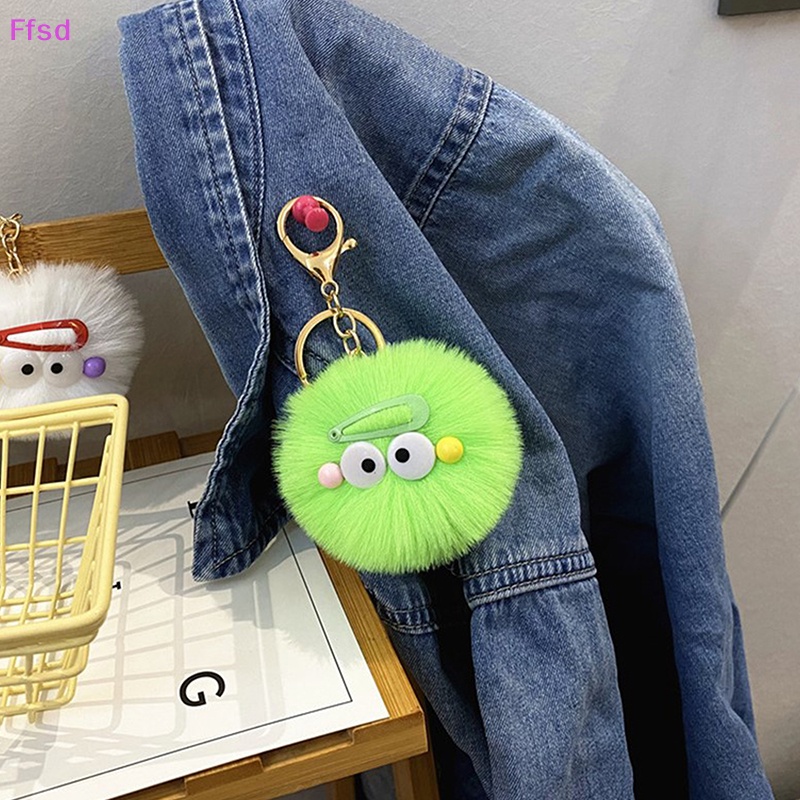 {Ffsd} Móc Khóa Banh Lông Thỏ Mềm Mại Gắn Quả Bông Mắt Kính Trang Trí Túi Xách Quyến Rũ Trinket Chaveiros * Bán Chạy