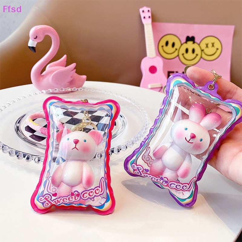 {Ffsd} Móc Khóa Bơm Hơi Hình Búp Bê Gấu Thỏ Màu Hồng Ngọt Ngào Cá Tính Dành Cho Nữ / Trẻ Em / Làm Quà Tặng *