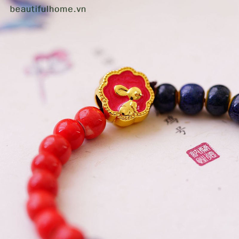 [beautifulhome] Vòng Tay Hạt Gốm Sứ Hình Thỏ Dễ Thương Phong Cách Trung Hoa Làm Quà Tặng Trang Sức Đám Cưới / Năm Mới [beauty]