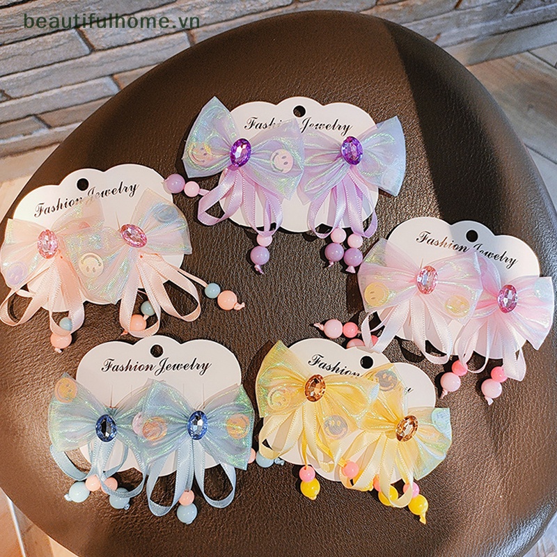 [beautifulhome] Kẹp Tóc Ruy Băng Bướm Đính Kim Cương Nhiều Màu Sắc Công Chúa Nhỏ Nhắn Cho Bé Gái [beauty Accessoires]