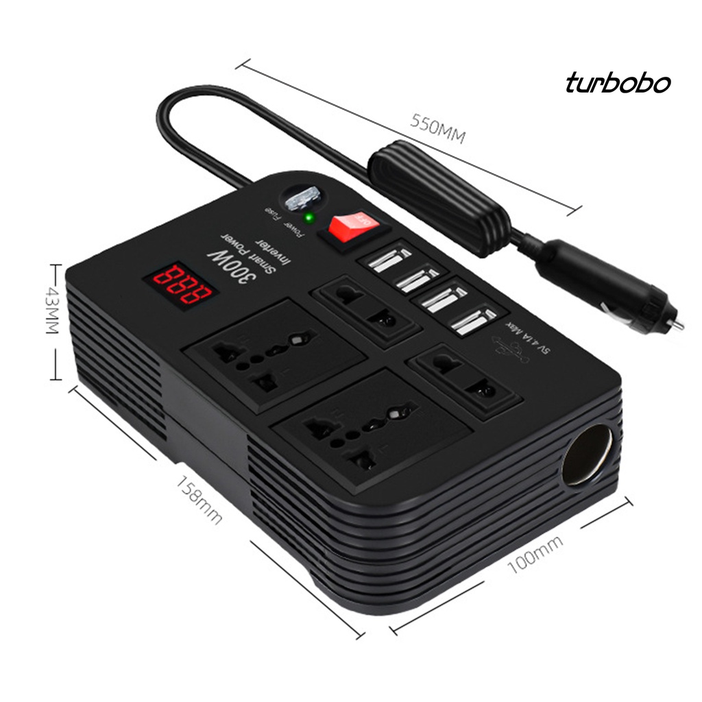 Bộ Chuyển Đổi Nguồn Điện 300W 4 Cổng USB DC 12V Sang AC 220V