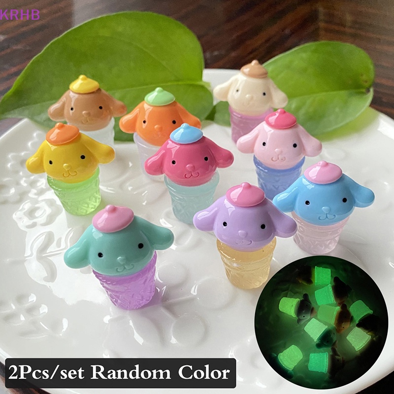 Set 2 Đồ trang trí Cún Ăn Kem Dạ Quang Trang Trí Tiểu Cảnh Mới