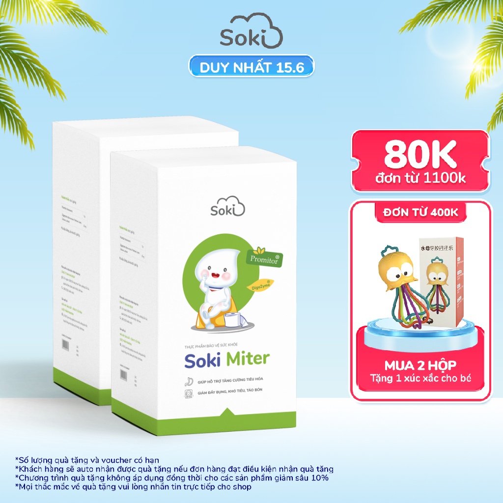 Combo 2 Hộp Soki Miter - Dứt Điểm Táo Bón, Tiêu Hóa Bon Bon (2hộp x 20 gói x 6g)