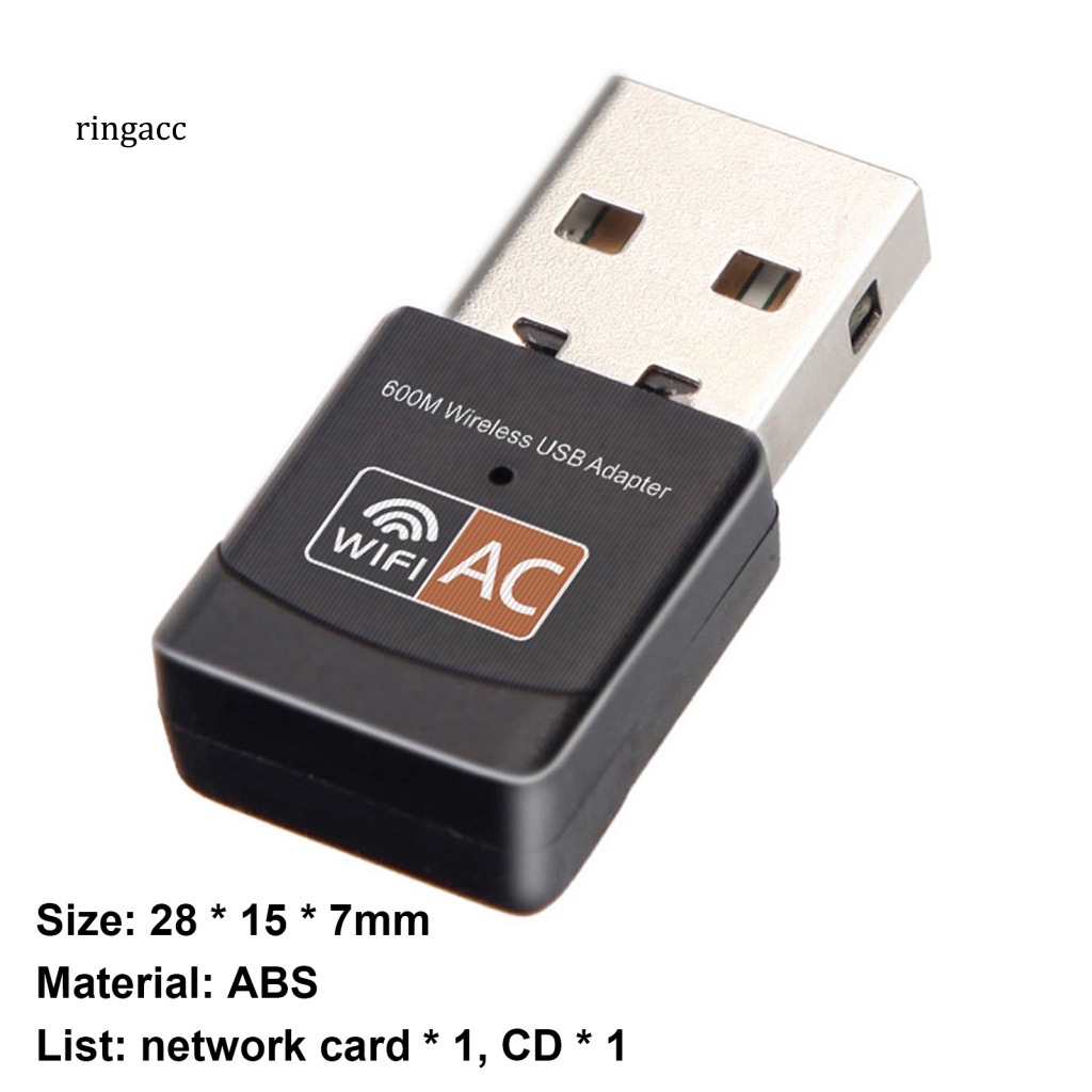 Thẻ Mạng WiFi Băng Tần Kép AC 600Mbps 5.8G 2.4G USB Cho Máy Tính