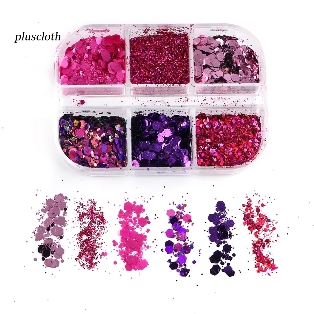 1 Hộp &lt; Pluscloth &gt; 1 Hộp Sequin Lấp Lánh Siêu Mỏng Trang Trí Móng Tay Nghệ Thuật