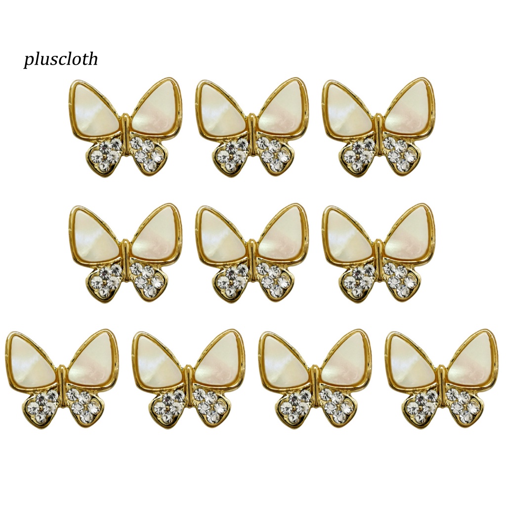 Set 10 Phụ Kiện Trang Trí Móng Tay Nghệ Thuật Hình Bướm 3D Bằng Hợp Kim Đẹp Mắt