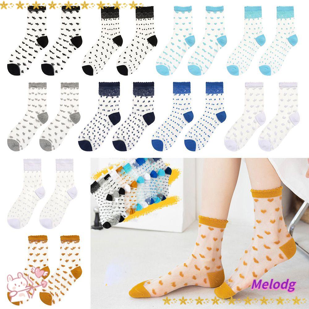 Vớ Trong Suốt Họa Tiết Chấm Bi / Thủy Tinh Màu Trắng Đen Thời Trang