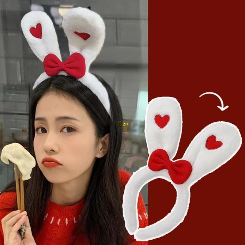 Flgo Băng Đô Tai Thỏ Bằng Vải Lông Dễ Thương Dành Cho Nữ Hóa Trang