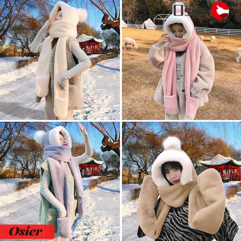 Osier1 Khăn Choàng Cổ Beanies Vải Lông Dày Hai Lớp Chống Gió Dùng Khi Đi Xe Đạp