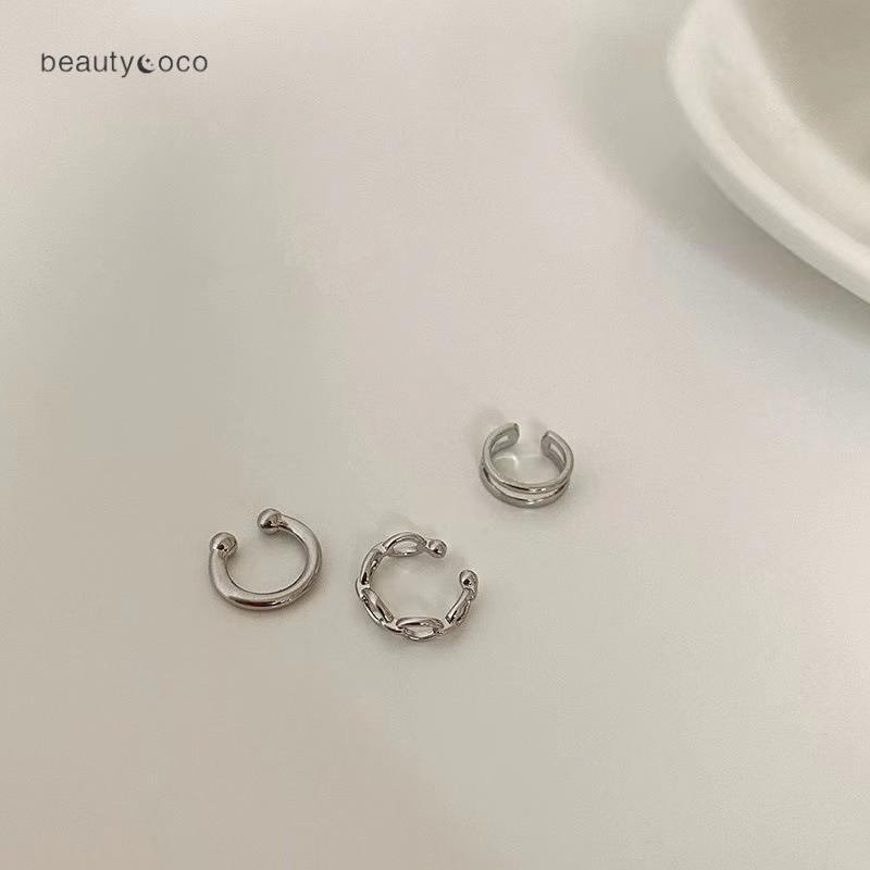 Beautycoco🍊Set 3 Khuyên Tai Tròn Đơn Giản Thời Trang,Bộ Khuyên Kẹp Vành Tai Phong Cách Pháp Cổ Điển Cao Cấp Dành Cho Nữ