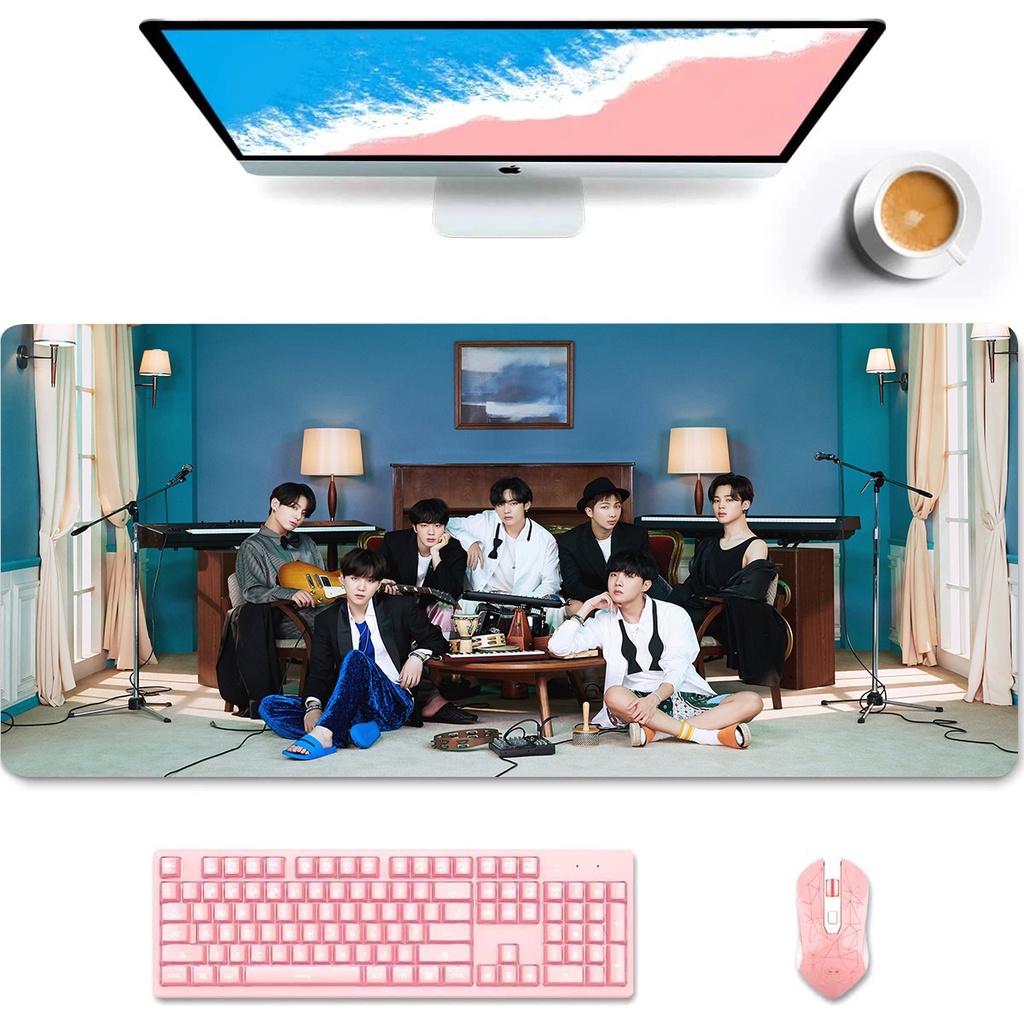 Tấm Lót Chuột Bàn Phím Chống Trượt In Hình Nhóm Nhạc BTS