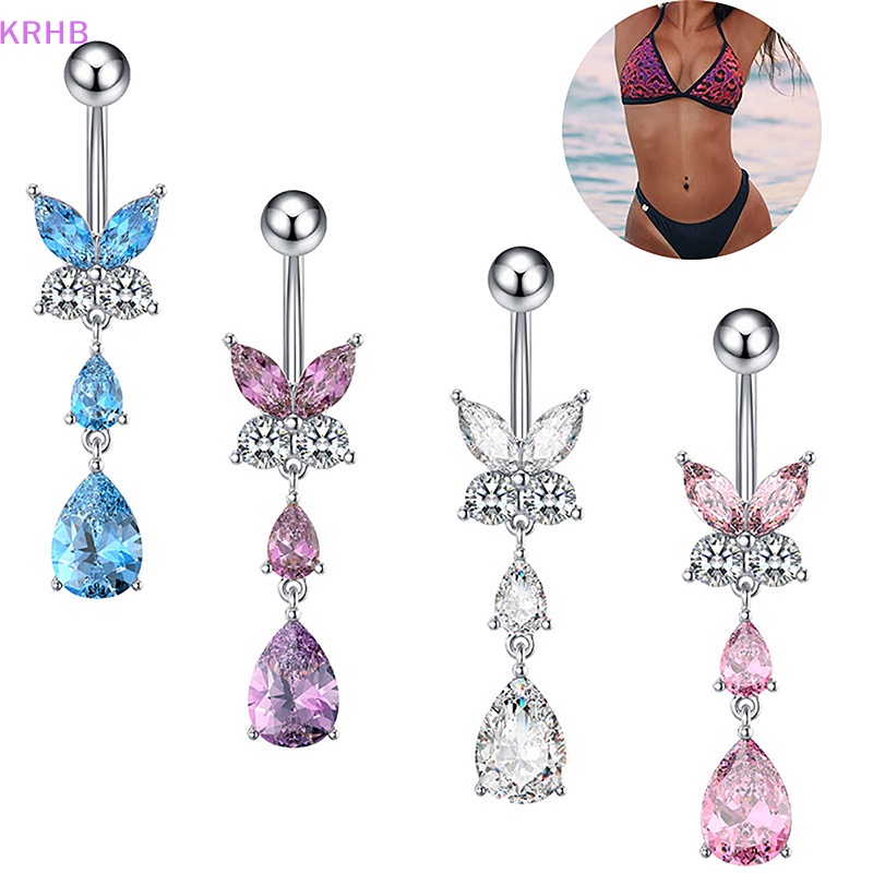 Khuyên Rốn Mặt Hình Bướm Đính Đá Zircon Thời Trang Cho Nữ Mới