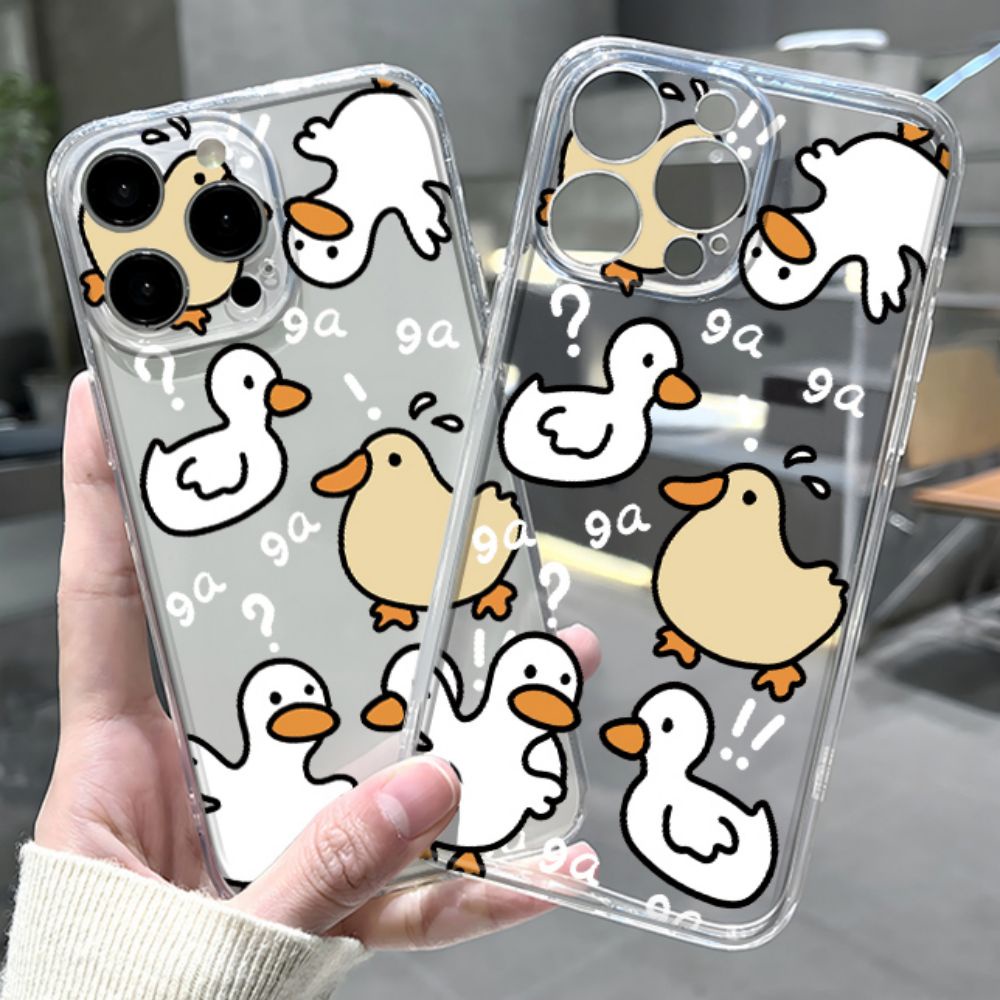 Ốp Điện Thoại TPU Mềm Chống Dấu Vân Tay In Hình Vịt Hoạt Hình Cho IPhone 11 14 13 12 Pro Max XS XR 7 8 Plus
