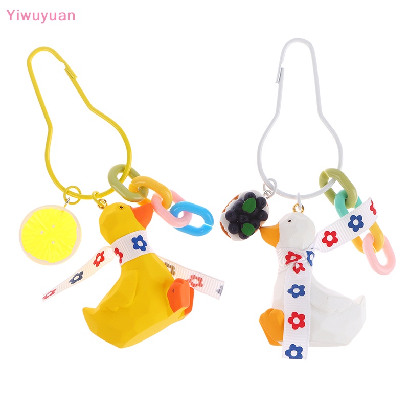 < Yiwuyuan > Móc Chìa Khóa Hình Vịt Vàng Nhỏ Thắt Nơ Hoạt Hình Dễ Thương Trang Trí Ba Lô Xe Hơi Ch