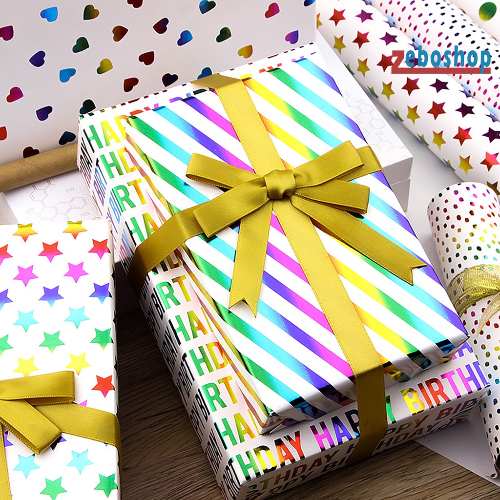 1 Cuộn Giấy Gói Quà / Trang Trí Tiệc Cưới / Giáng Sinh In Hình Trái Tim / Ngôi Sao DIY