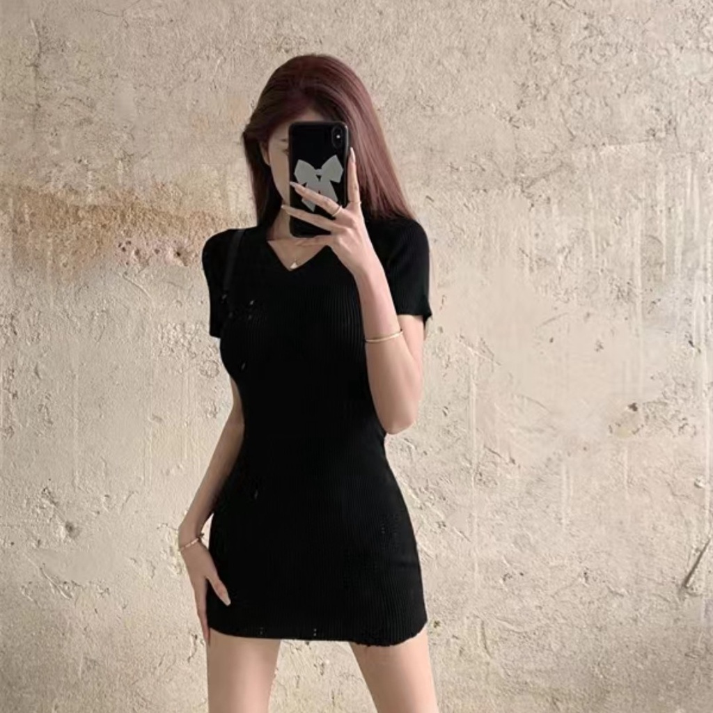 Nzn Đầm Ngắn Dệt Kim Ôm Dáng Màu Đen Gợi Cảm Thời Trang Cho Nữ
