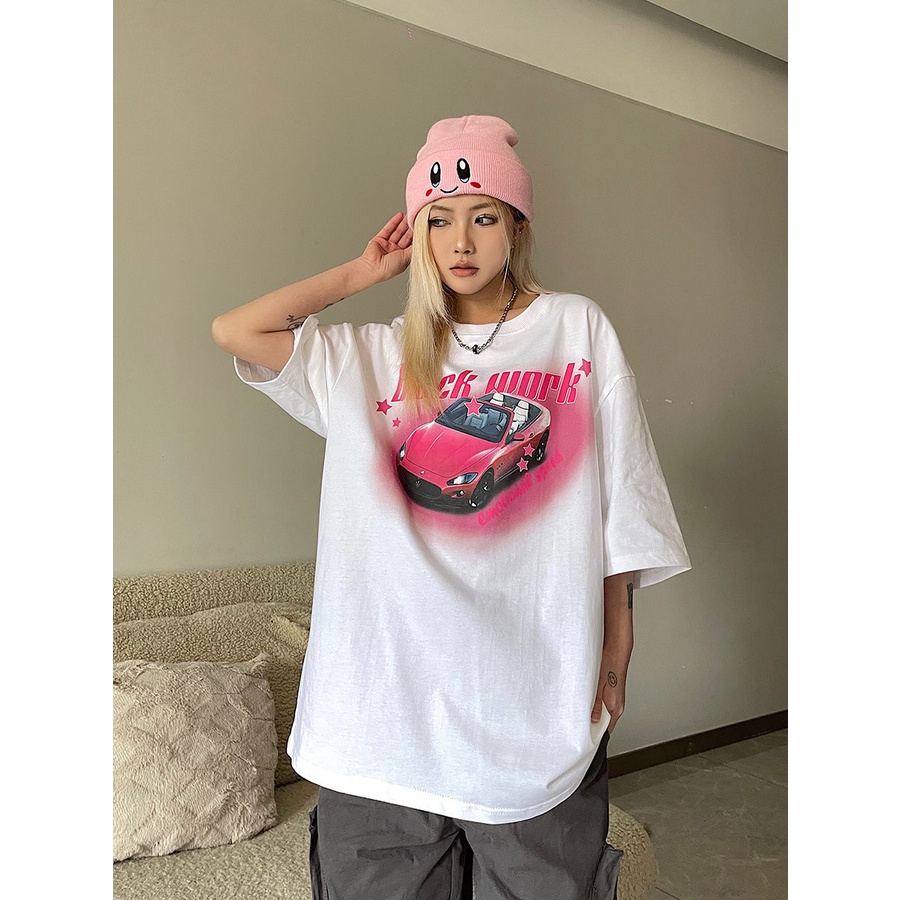 Áo Thun 100% Cotton Tay Ngắn Dáng Rộng In Họa Tiết Đường Phố Thời Trang Cho Nam Và Nữ