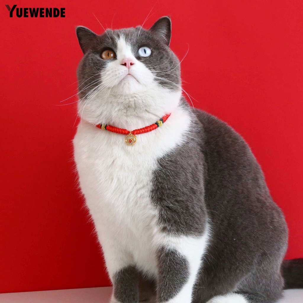 Yq.e Vòng Cổ Bện Dây Dài Mặt Ổ Khóa Màu Đỏ Phong Cách Trung Hoa Dành Cho Thú Cưng Đi Tiệc Mừng Năm Mới